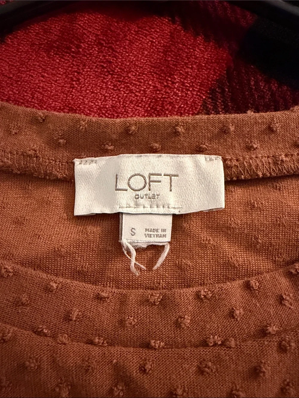 LOFT Rust Textured Puff-Sleeve Blouse